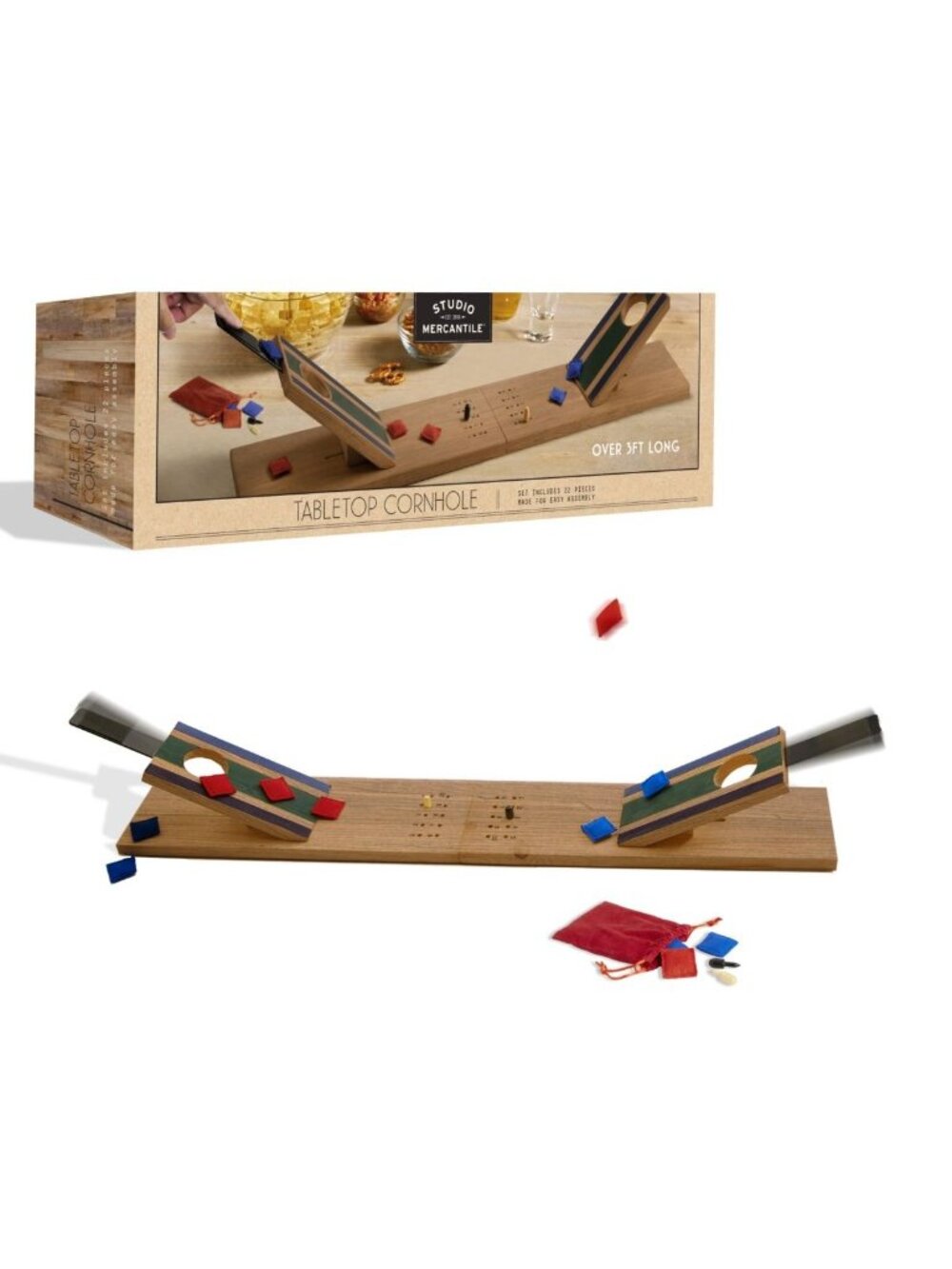 Studio Mercantile Wooden Tabletop Cornhole Game Set 11 Pieces Dark Brown NWB